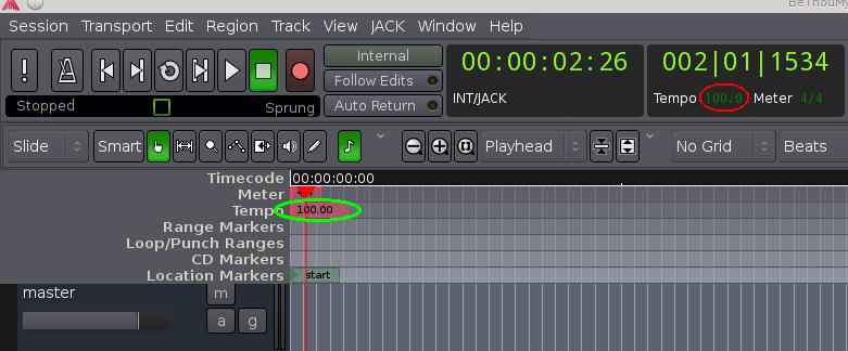 Ardour temp change