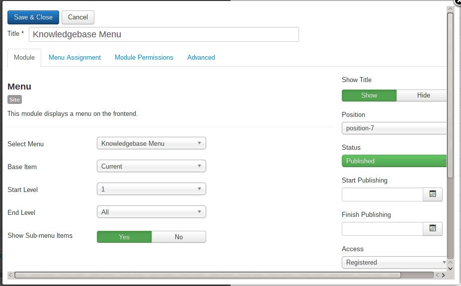 Knowledgebase Menu